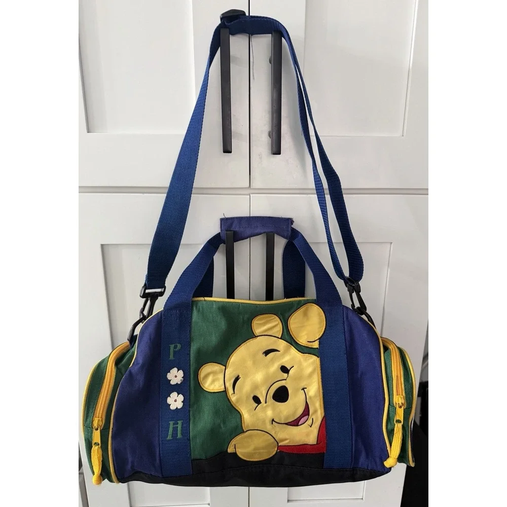 Vtg Disney Winnie The Pooh Kids Duffle Bag Carry-on Luggage Shoulder Strap